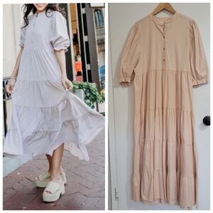 Karlie Tier Puff Sleeve Maxi Dress